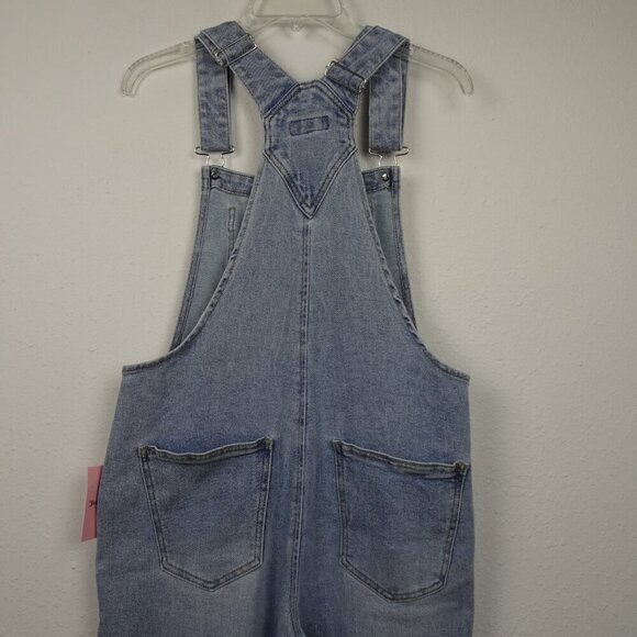 Juicy Couture Overalls Women's Size L Blue Denim Wide Leg Rhinestone Logo - Picture 6 of 10